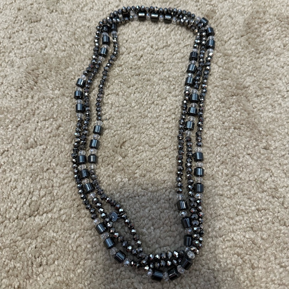 66in Pewter beaded sparkly necklace - Picture 2 of 4